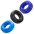 Hünkyjunk Cock Ring 3-Pack - Black Tar + Cobalt + Aqua