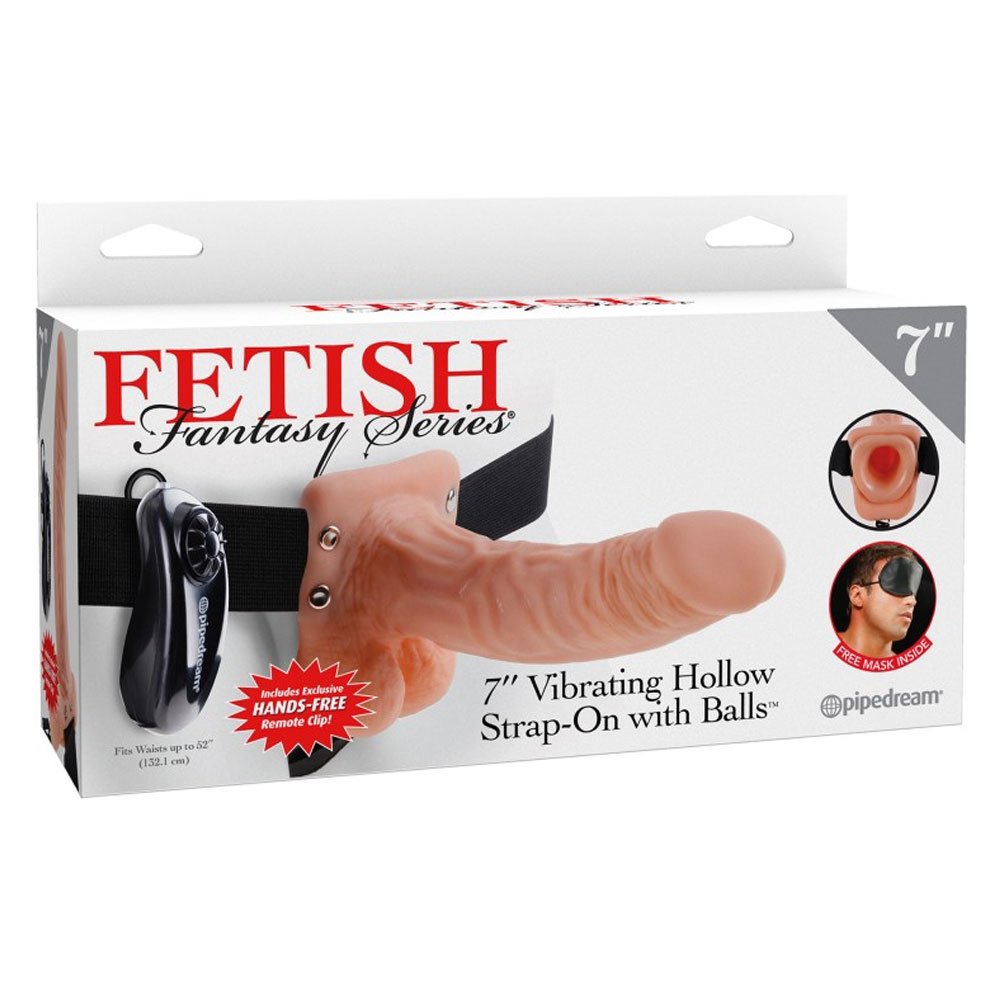 Pipedream Fetish Fantasy Series - 7' Vibrating Hollow Strap-On with Balls Flesh
