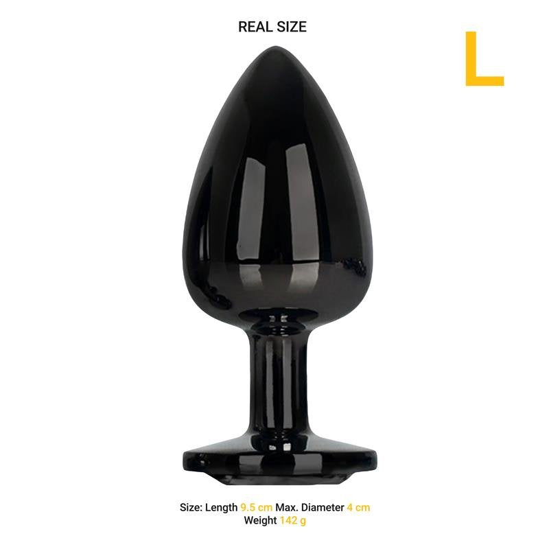 AFTERDARK Blackgem Plug anale metallico con gioiello nero taglia L