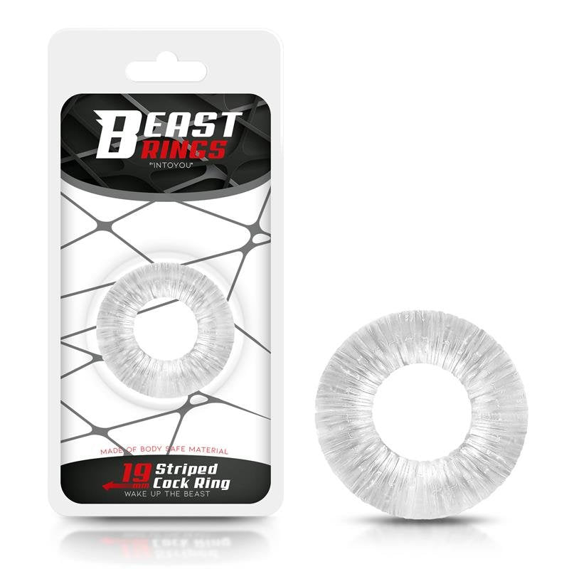 BEAST RINGS Anello per il pene super flessibile a righe 1,9 cm trasparente