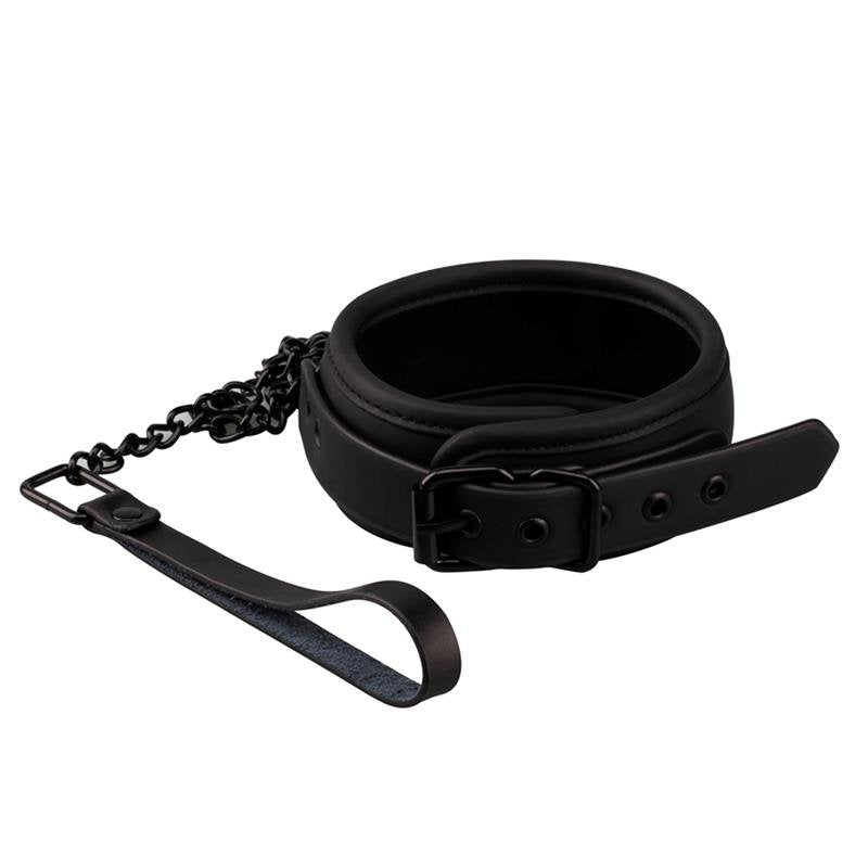 INTOYOU BLACK SHADOW Collare con guinzaglio in pelle vegana
