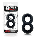 BEAST RINGS Anello doppio per pene 100% silicone liquido 2 cm Nero