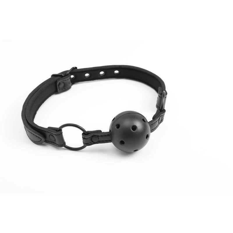 INTOYOU BLACK SHADOW Bavaglio a sfera regolabile e traspirante in pelle vegana