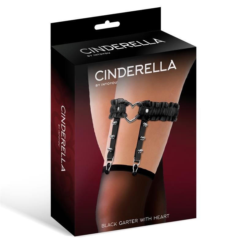 Giarrettiera CINDERELLA con cuore e volant in pelle vegana taglia unica