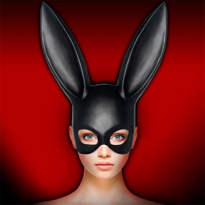 Maschera da coniglio Allicia nera della linea BDSM INTOYOU