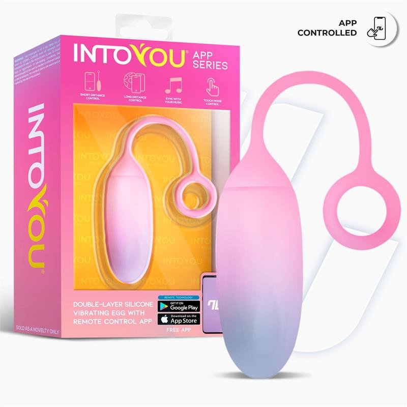 INTOYOU APP SERIES Uovo Vibrante con APP in Silicone a Doppio Strato Blu/Rosa
