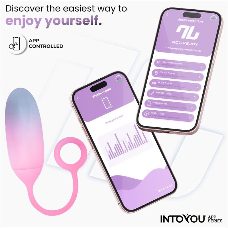 INTOYOU APP SERIES Uovo Vibrante con APP in Silicone a Doppio Strato Blu/Rosa