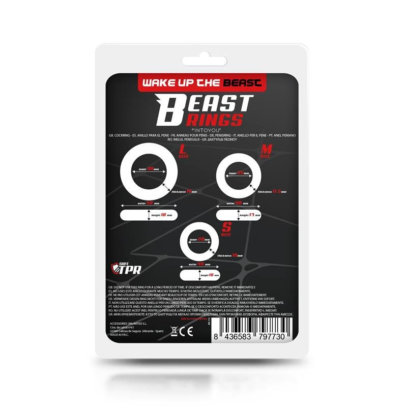 BEAST RINGS Set di 3 anelli per il pene flessibili neri