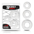 BEAST RINGS Set di 3 anelli per il pene flessibili trasparenti