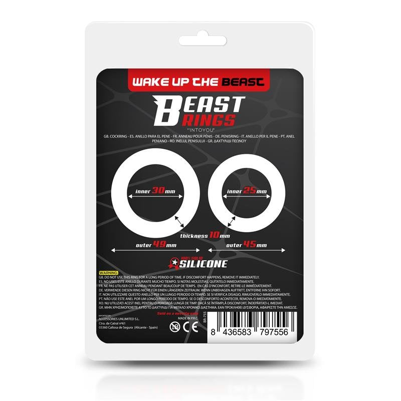 ANELLI BEAST Anello doppio per pene in silicone solido 2,5 / 3 cm